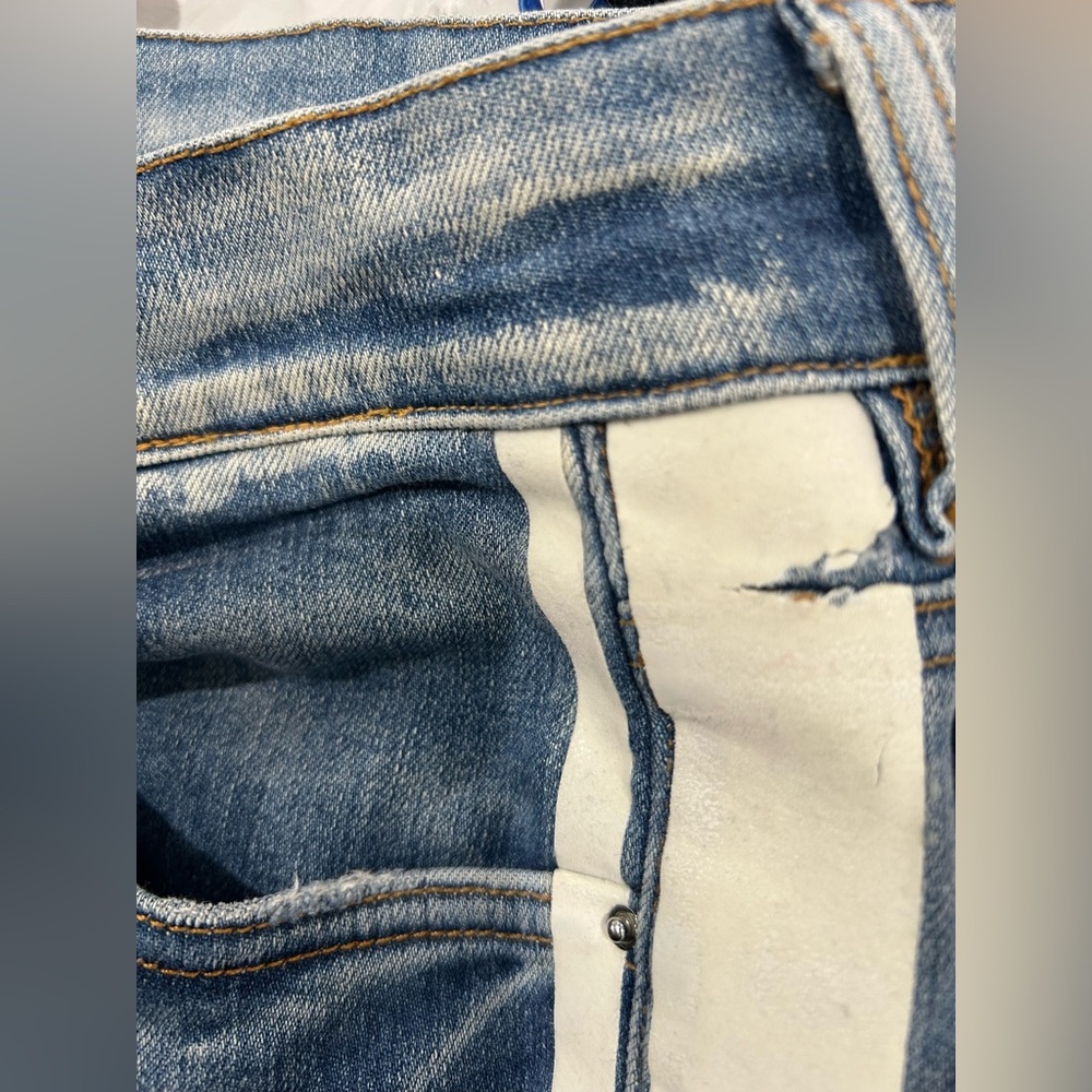 Amiri Broken Track distressed Skinny jeans w/white Stripe - Picture 15 of 16
